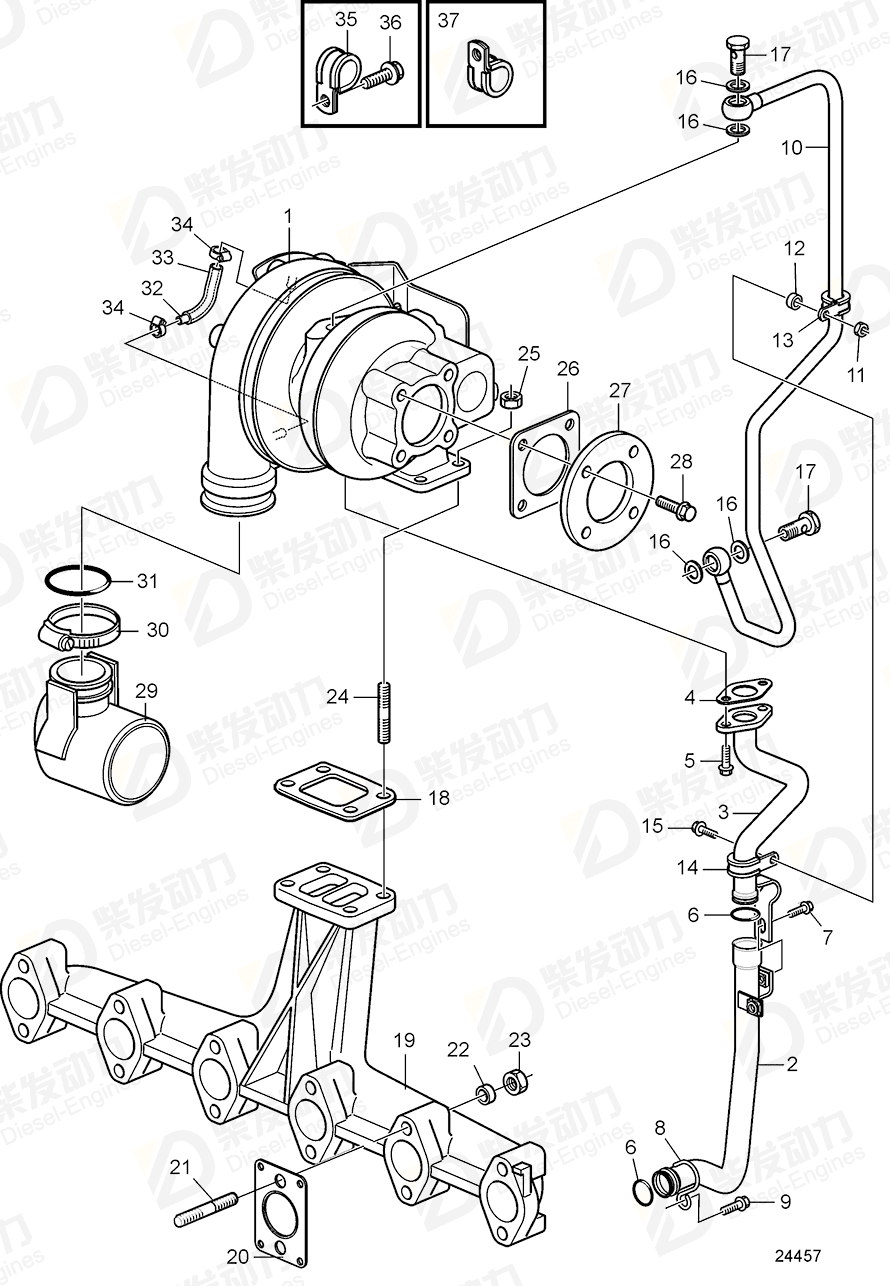 volvo penta Turbocharger, exch 3801532 Drawing volvo penta Turbocharger, exch 3801532 Drawing